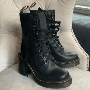 Dr Martens Black Lace Up Heel Boots Size 7